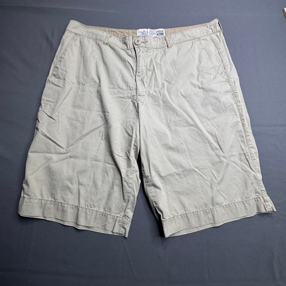 Converse One Star‎ Mens Khaki Beige Tan Chino Shorts Size 38 Casual Flat Front
